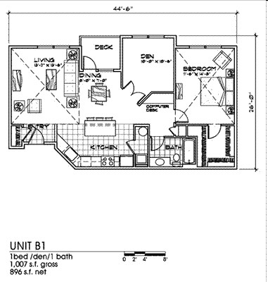 1 Bedroom Den A5 Renovated 02-306 floor plan